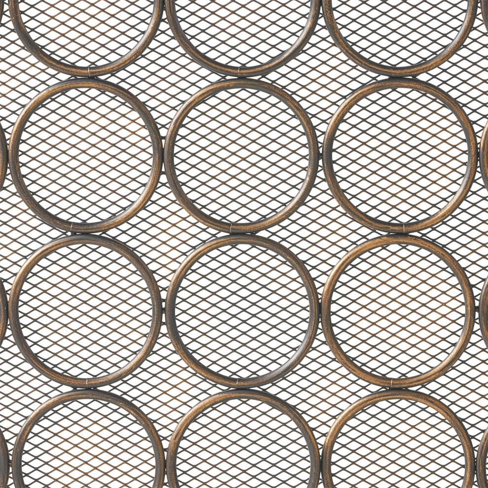 Koda Modern Three Panel Iron Firescreen, Black Gold