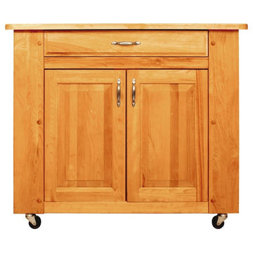 Catskill Craftsmen Deep Storage Medium Butcher Block Kitchen Cart in Natural