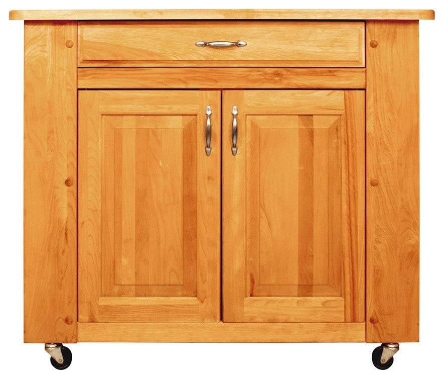 Catskill Craftsmen Deep Storage Medium Butcher Block Kitchen Cart in Natural