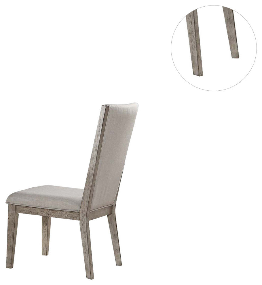 Set of 2 Fabric Side Chair, Gray Oak Finish