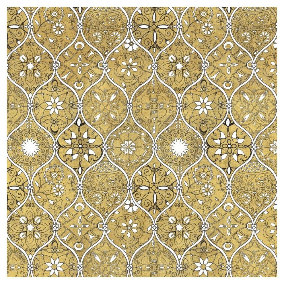 "Color my World Spice Mosaic Pattern Gold" Print by Daphne Brissonnet, 26"x26"