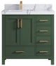 Malibu 36 Left Offset Bath Vanity in Lafayette Green 2" Calacatta Poanazzo