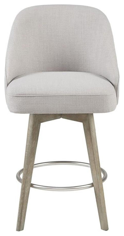 Maklaine 25.75" Transitional Fabric and Solid Wood Counter Stool in Gray