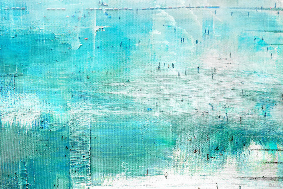 "Aqua Surf" Painting Print on Wrapped Canvas, 36"x24"