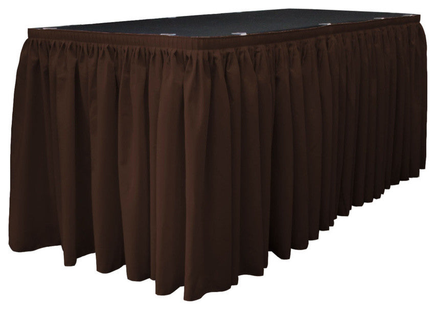 LA Linen Polyester Poplin Table Skirt, Brown, 252"x29"