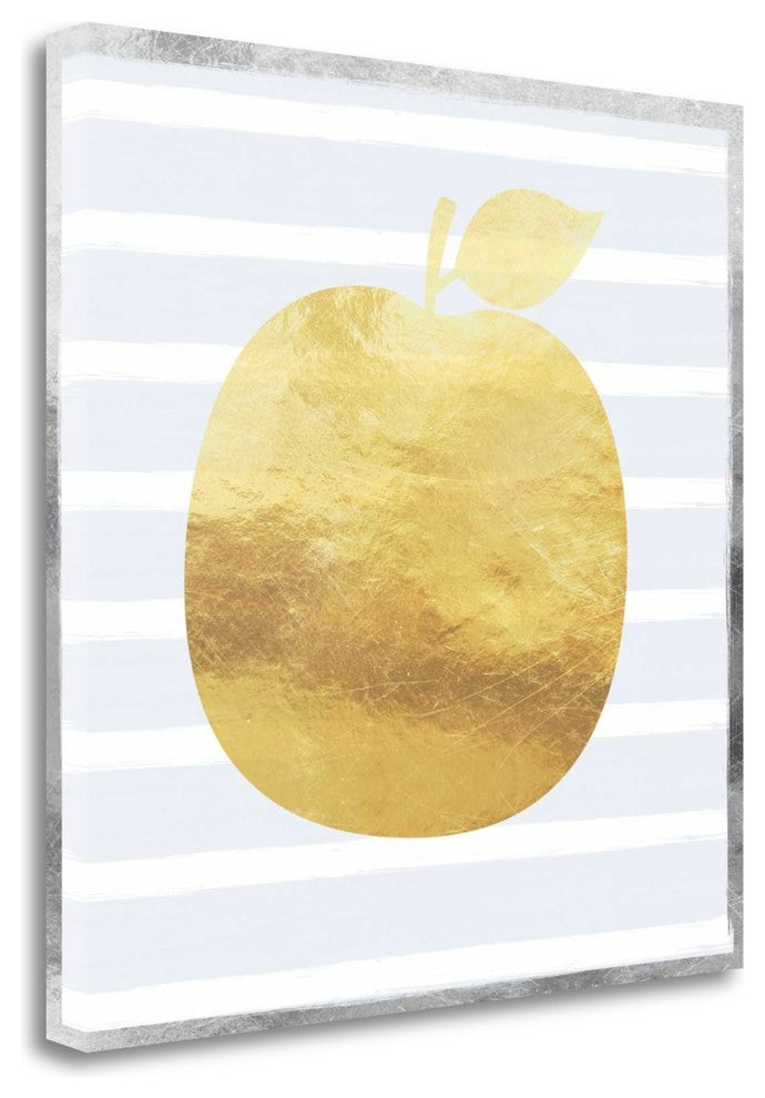 "Gold And Silver Apple" By Linda Woods, Giclee Print on Gallery Wrap Canvas