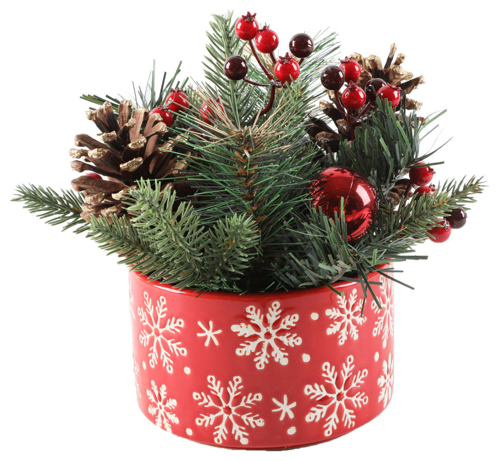 Xmas Mix in 5" Red Snowfrakes Ceramic