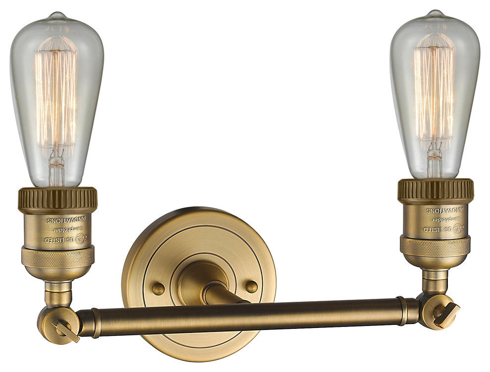 Bare Bulb 2-Light Bath Fixture, Brushed Brass