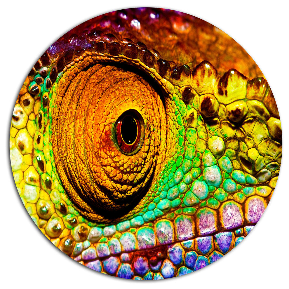 Multicolor Scaly Skin Of Lizard, Animal Large Disc Metal Wall Art, 36"