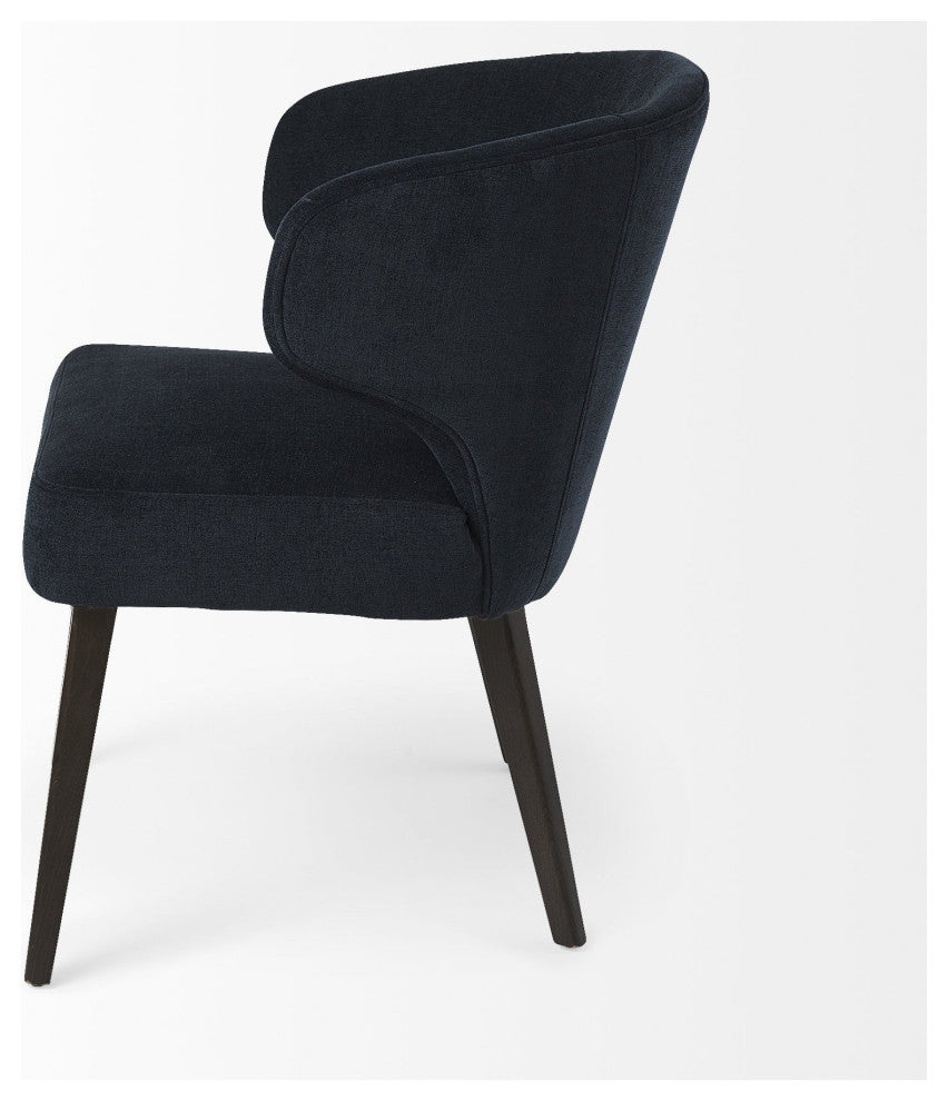 Dark Navy and Black Mid Century Wingback Dining Chair