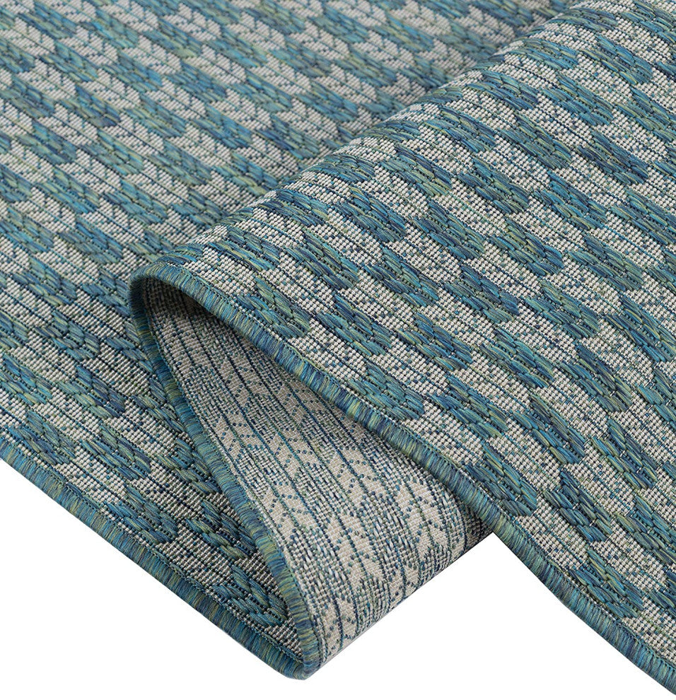Outdoor Collection Geometric Rug - Bohemian Rug, Ocean, 5'3"x7'6"