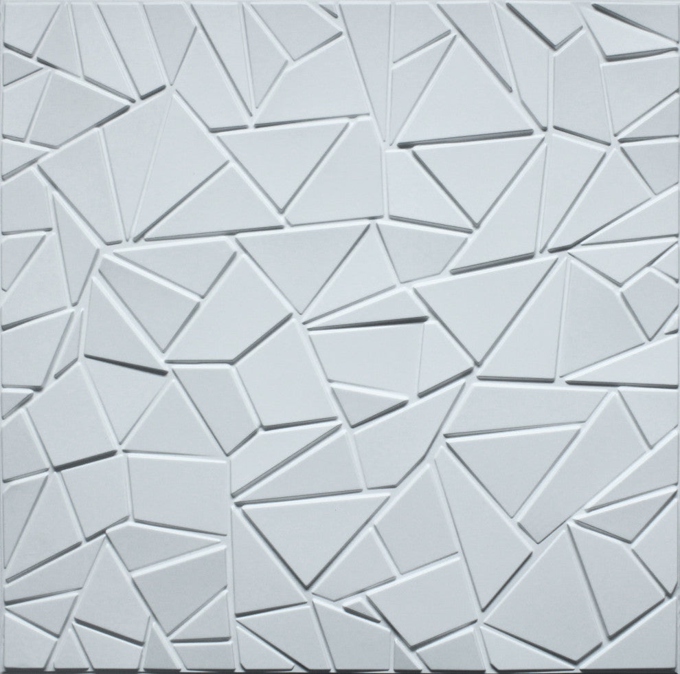 White Broken Tile 3D Wall Panels, Set of 10, Covers 26.9 Sq Ft