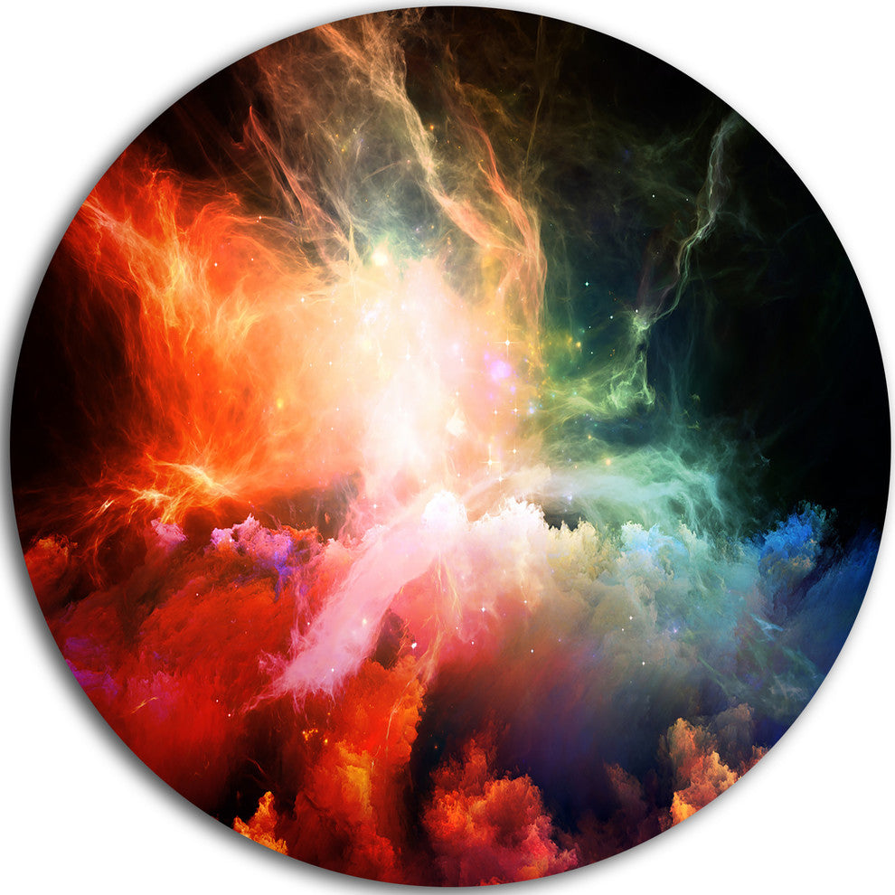 Colorful Nebulae, Contemporary Disc Metal Artwork, 11"
