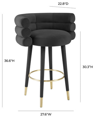 Betty Velvet Barstool, Black, Bar Height