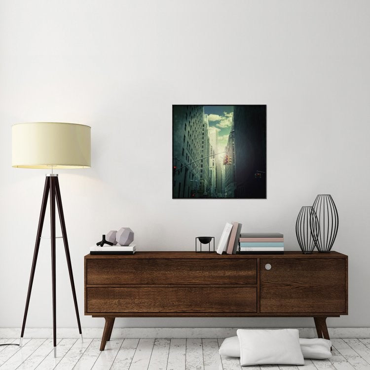 "Downtown" Framed Canvas Giclee by Ambra, 31x31"