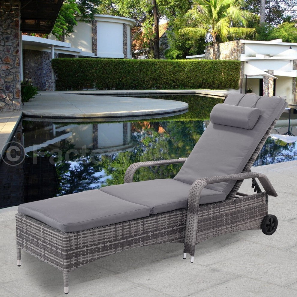 Modern Rattan Adjustable Cushioned Lounge Chair