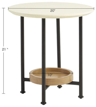 Madison Park Beaumont White Oval Coffee Table With Wood Base Shelf, End Table
