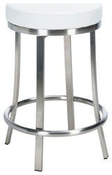 Safavieh Obito Swivel Counter Stool, White/Brushed Nickle
