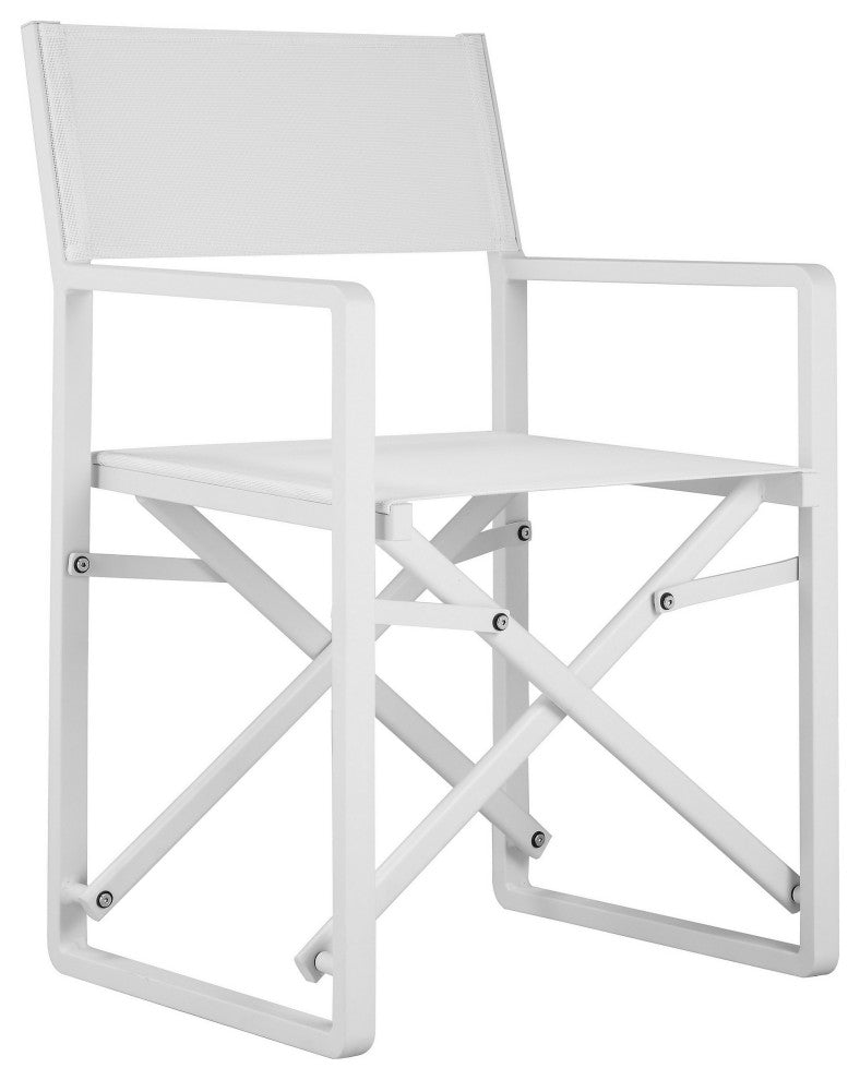 Benzara BM287751 Outdoor Armchair Crisp White Finish, Foldable, Set of 2