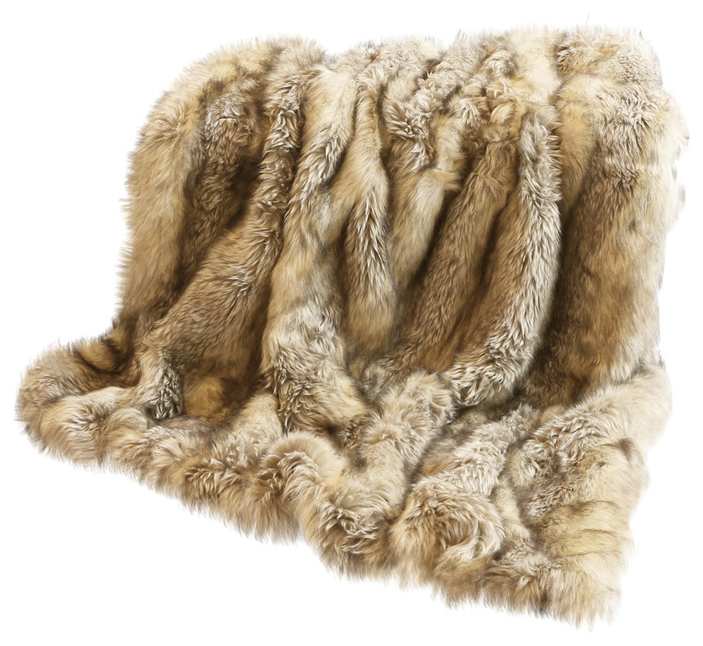 Luxe Faux Fur Throw Blanket, Kitt Fox, 58"x84"