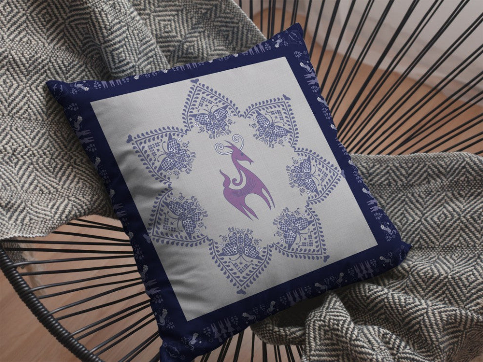 18 Gray Purple Horse SuedeThrow Pillow