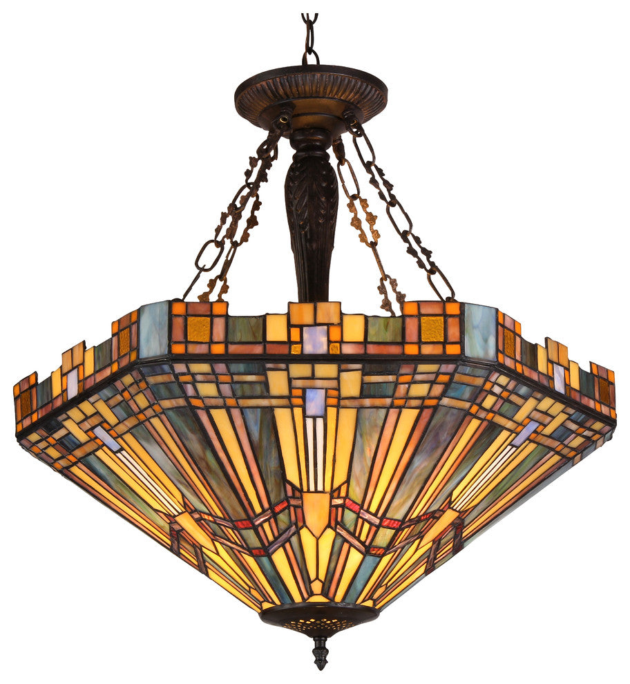 Saxon 3-Light Mission Inverted Ceiling Pendant Fixture
