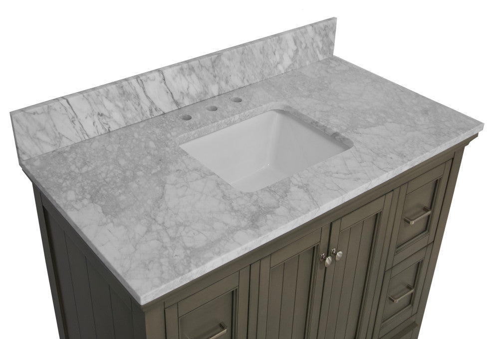 Paige 48" Bathroom Vanity, Weathered Gray, Carrara Marble