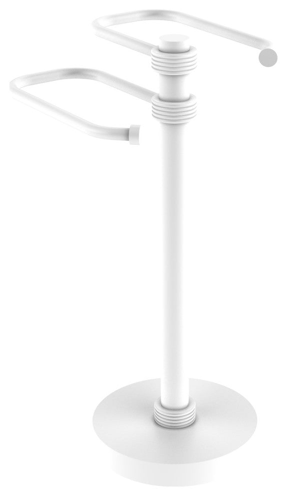 Free Standing Two Arm Guest Towel Holder, Matte White