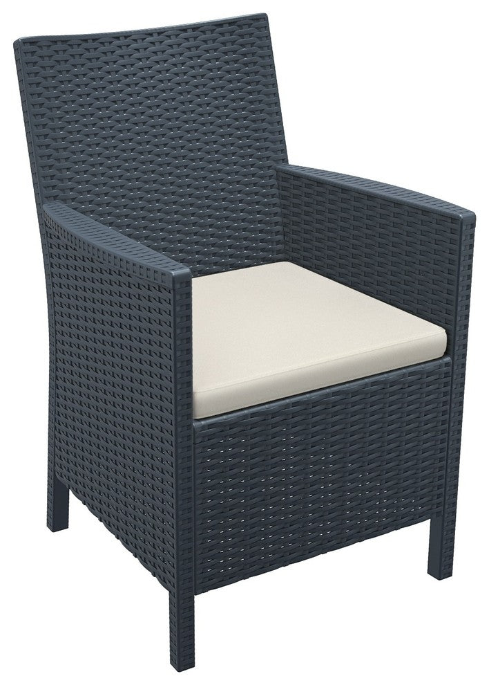 California Wickerlook Casual Seating 7 Piece Set, Dark Gray