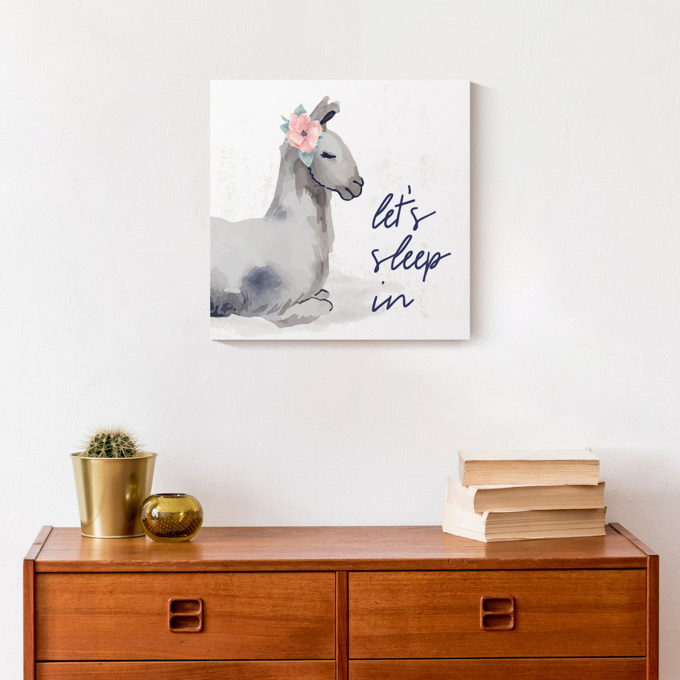 Let's Sleep In Llama 12x12 Canvas Wall Art