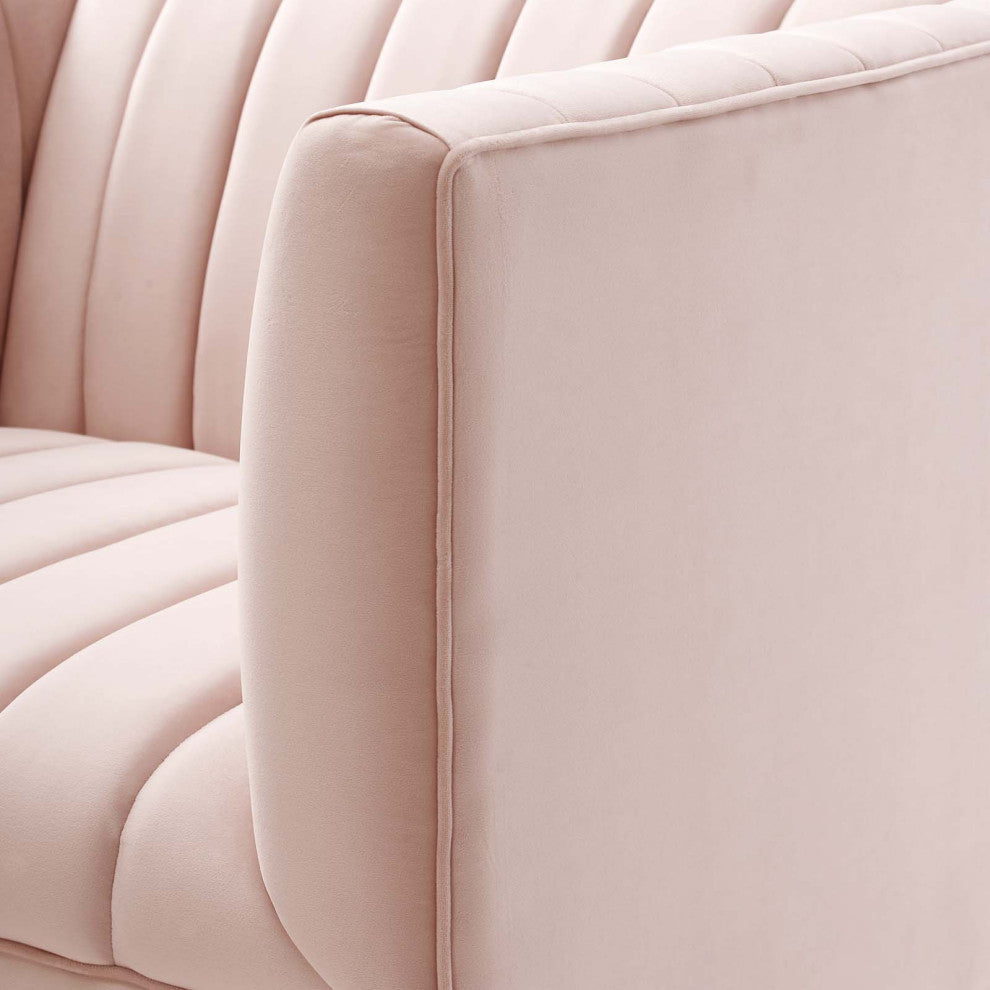 Tufted Armchair Accent Chair, Velvet, Pink, Modern, Living Lounge Hospitality