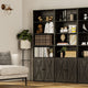 Industrial Bookshelf with Doors Floor Standing and 6 Storage Shelves 70 in Tall