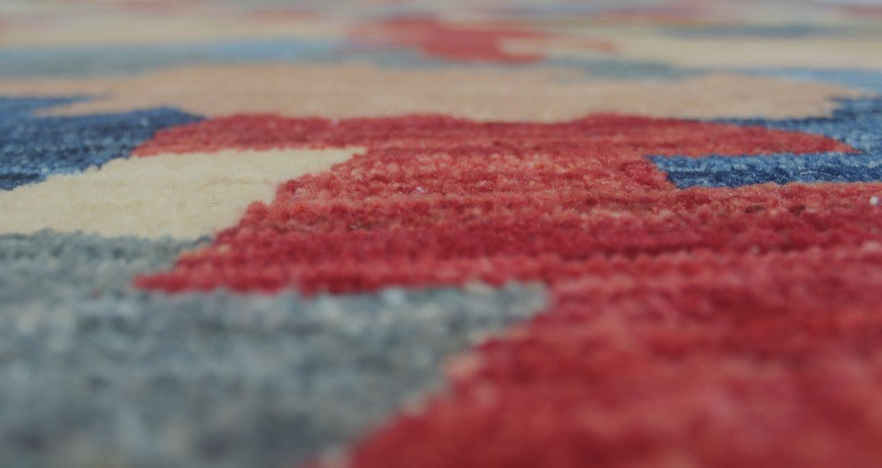 Modern Peshawar Zeena Beige/Dark Red Rug, 4'10x6'6