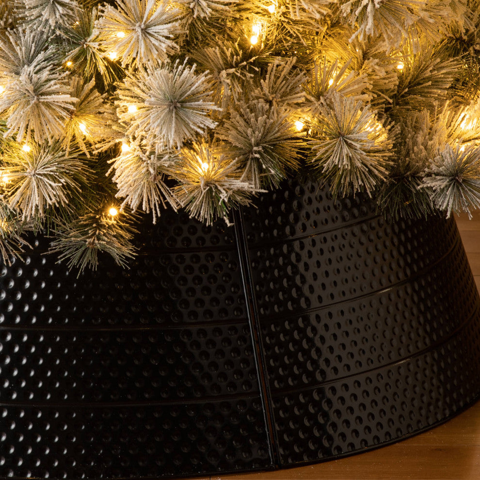 40.5"D Hammered Metal Christmas Tree Collar, Black