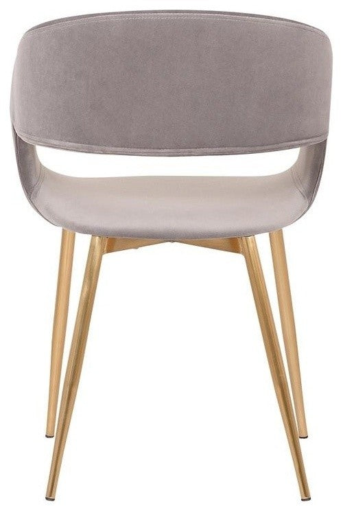 Jocelyn Mid-Century Dining Accent Chair, Gray With Gold Legs