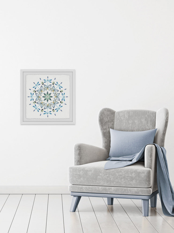 "Blue Bug Circles" Framed Painting Print, 18"x18"