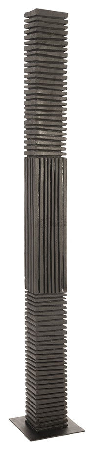 Black Wood Abstract Sculpture, 7x6x83"