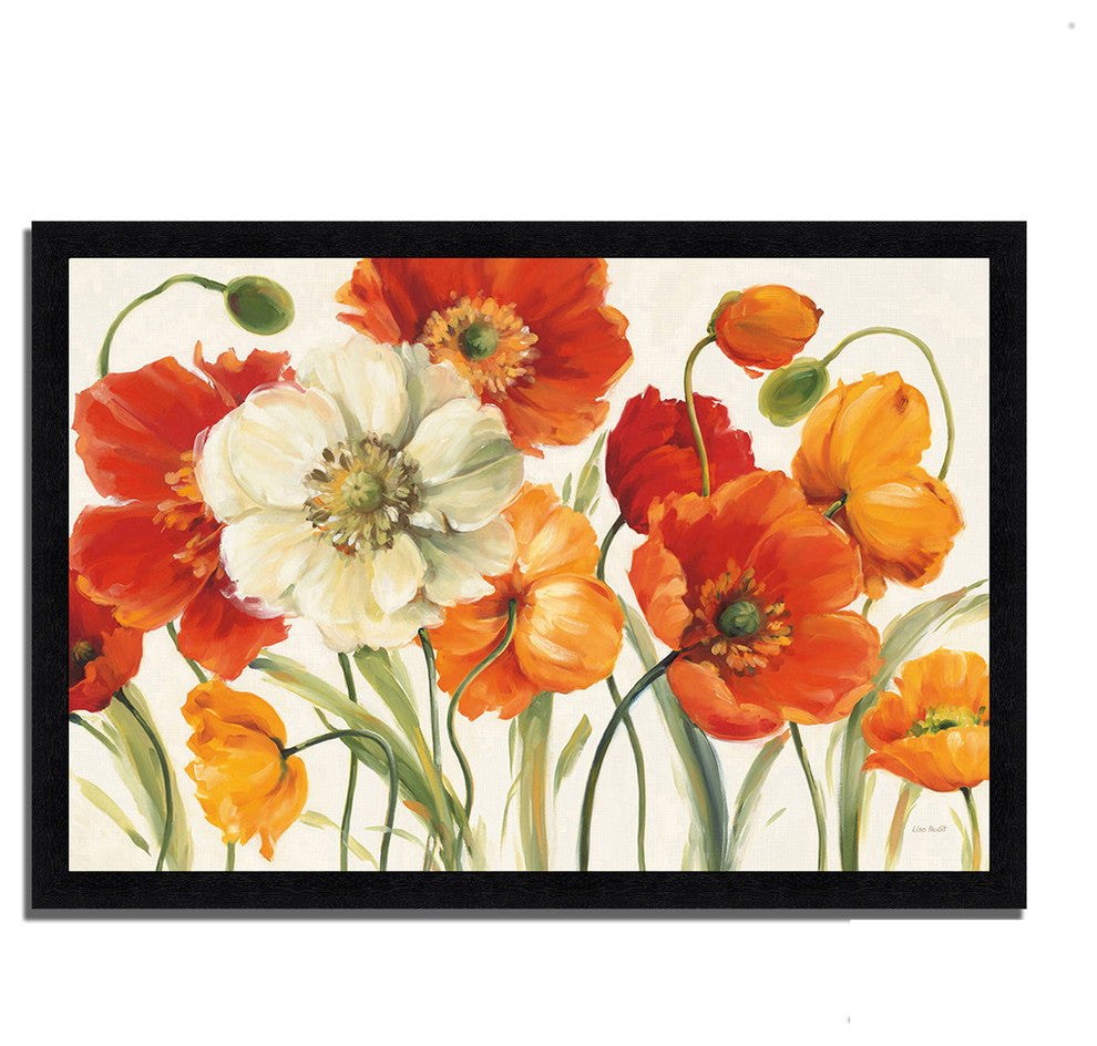 "Poppies Melody I" By Lisa Audit, Framed Painting Print, Ready To Hang