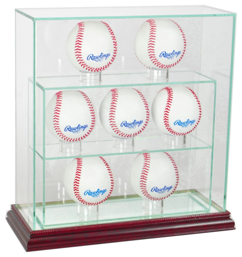 7 Upright Baseball Display Case, Cherry