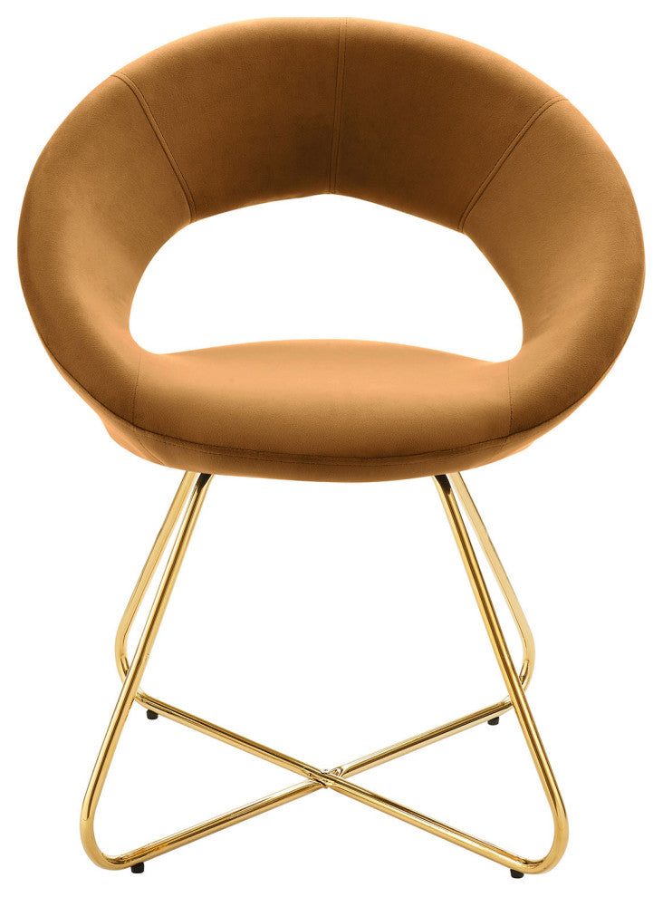 Dining Chair, Set of 2, Gold Brown, Velvet, Modern, Cafe Bistro Hospitality