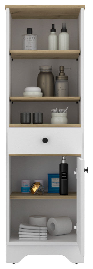 Linen Cabinet Burnedt, Bathroom, Light Oak / White