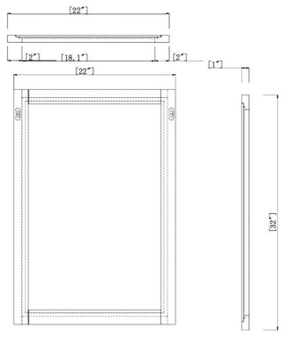 22"x32"  Wall Mirror, Medium Gray