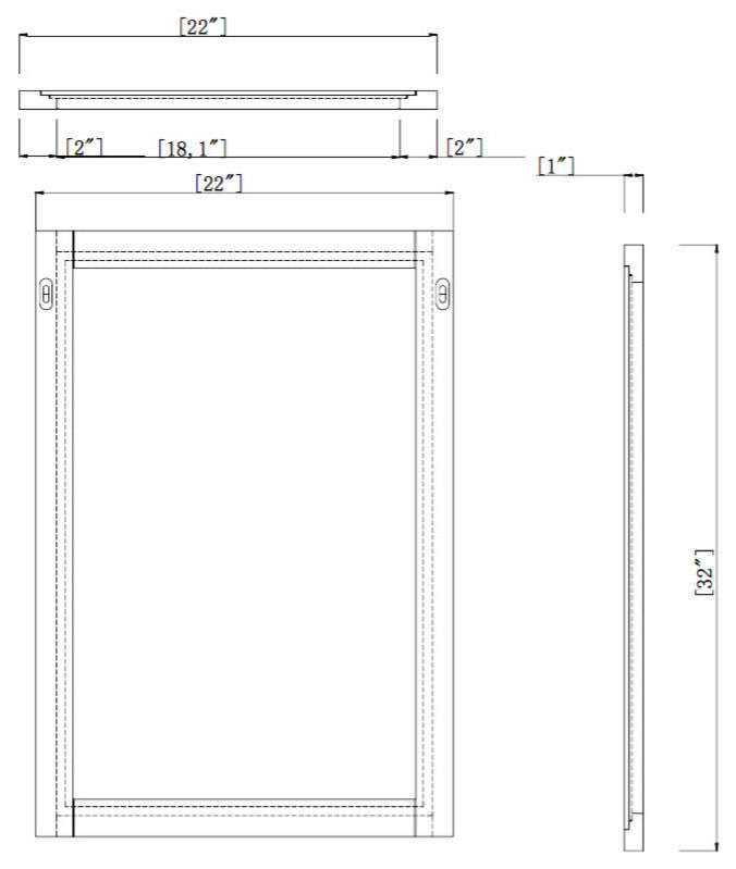 22"x32"  Wall Mirror, Medium Gray