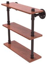 Pipeline 16" Ironwood Triple Shelf, Antique Bronze