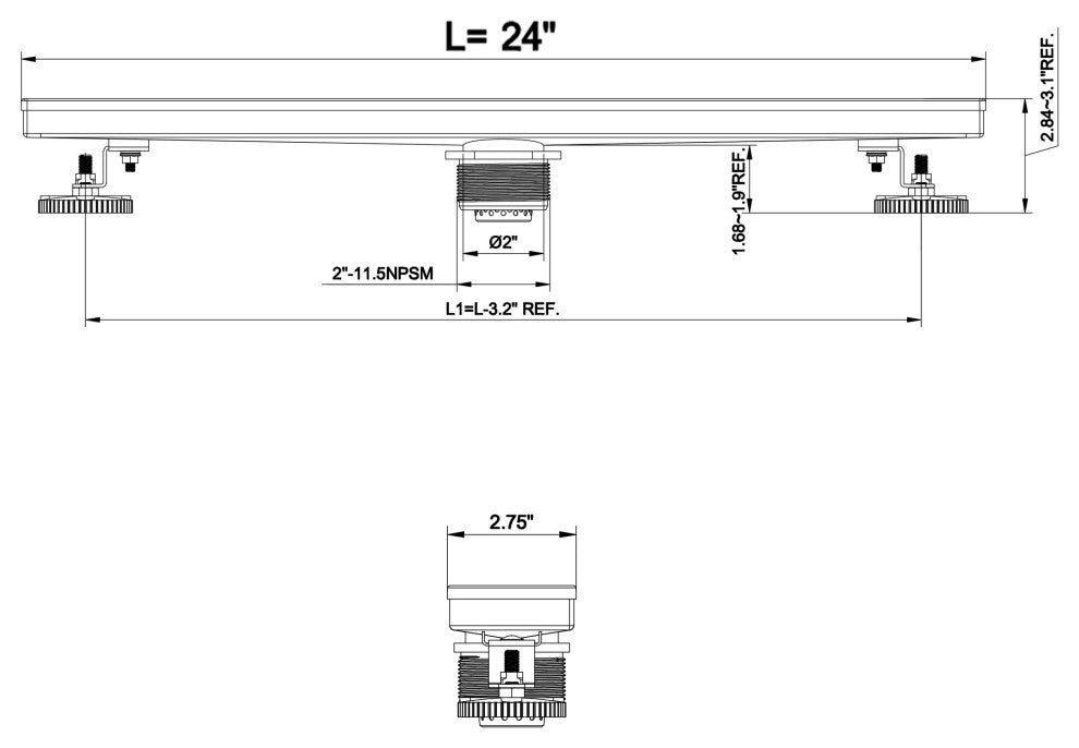 Linear Floor Drain with Removable Decorative Cover UPC certified, Matt Black, 24"
