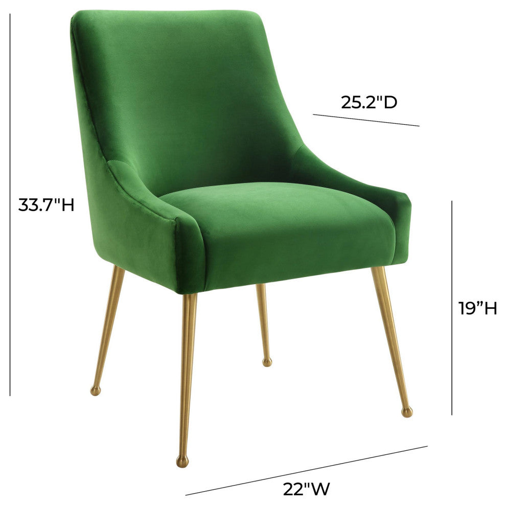 Beatrix Green Velvet Side Chair - Green