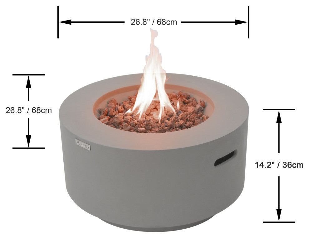 Waterford Round Gray Concrete 27" Natural Gas Fire Table by Modeno