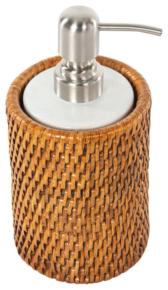 La Jolla Rattan Liquid Soap Dispenser, Honey Brown