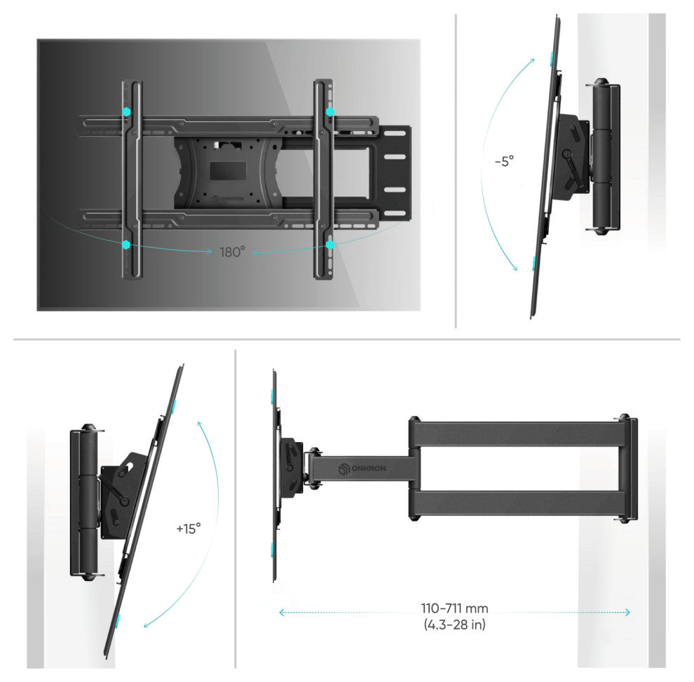 ONKRON TV Wall Mount with Swivel and Tilt for Most 40-60 Inch TV up to 150 lbs
