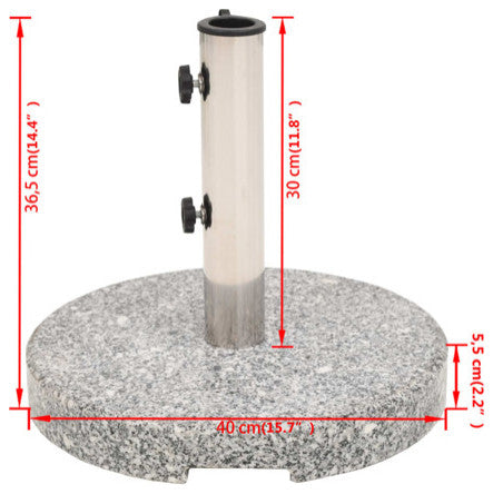 vidaXL 44lb Round Umbrella Base with Handles, Granite Plate, ï¿1⁄215.7"x14.4" Gray